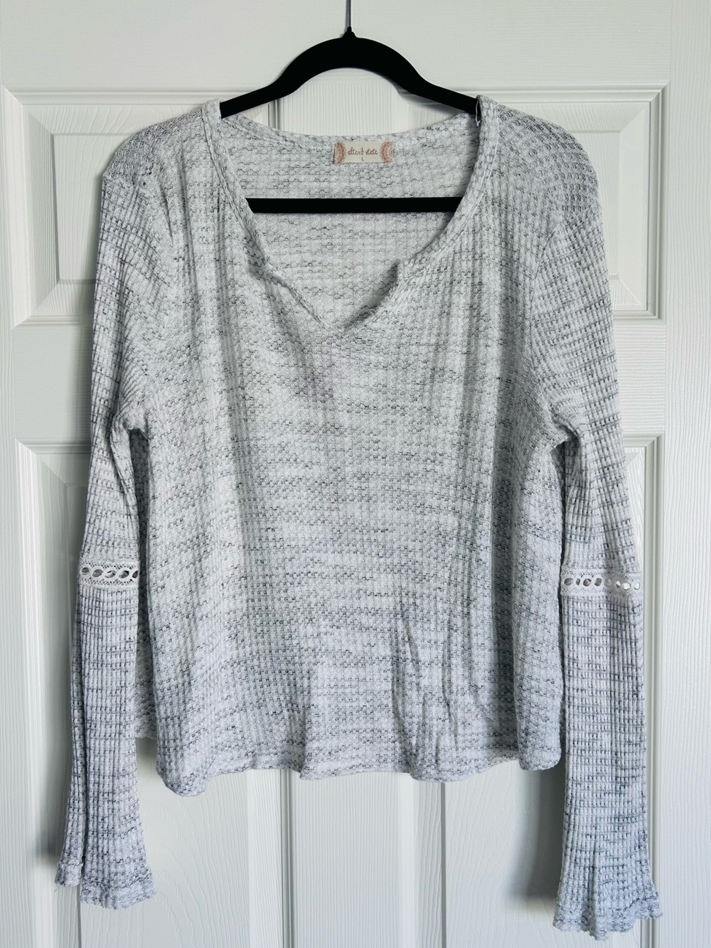 Altar'd State Light Waffle Knit Long-Sleeve Top